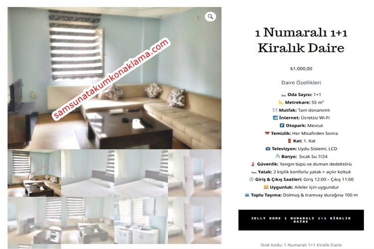 1 Numara 1+1 Kiralık Daire