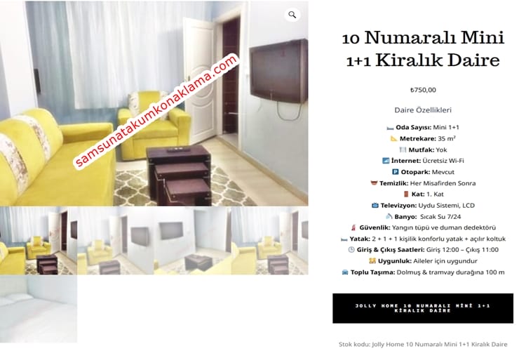 10 Numara Mini 1+1 Kiralık Daire