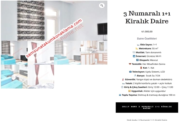 3 Numara 1+1 Kiralık Daire