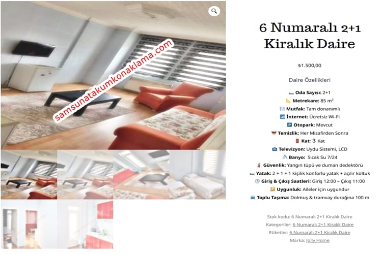 6 Numara 2+1 Kiralık Daire