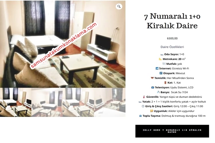 7 Numara 1+0 Kiralık Daire