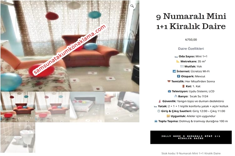 9 Numara Mini 1+1 Kiralık Daire