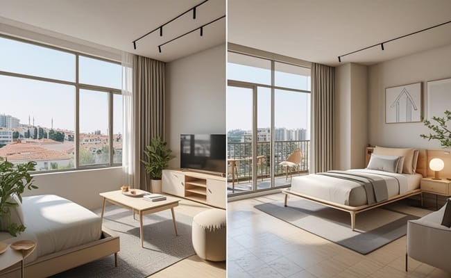 Samsun günlük kiralık ev 1+1 yatak ve oturma Odası